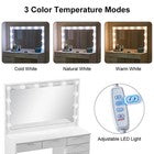 White Dressing Table with LED Lights Mirror Stool Drawers Vanity Makeup Desk Set