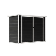 7x4ft Plastic Garden Shed Outdoor Tool Bike Storage Hut Lockable Utility Cabinet