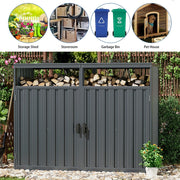 6 5.3ft Metal Bin Shed Triple Wheelie Bin Storage Cover Rubbish Dustbin 2 3 Shed