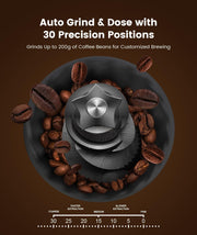 15 Bar Automatic Bean-to-Cup Coffee Machine Built-in Grinder 58mm Coffee Maker