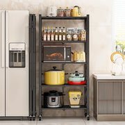 5 Tier Foldable Kitchen Metal Rack Warehouse Storage Shelving Unit With Wheels
