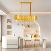 Modern Gold Crystal 3-Tier K9 Oval Chandelier Crystal Light Fixture 80*30cm