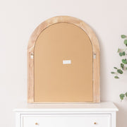 Large White Washed Wood Arched Wall Mirror - 90cm x 75cm