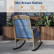 3 Piece Patio Swivel Rocker Set Wicker Rocking Chairs w/ 2-Tier Coffee Table