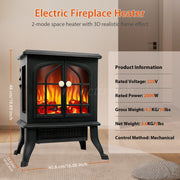 Electric Fireplace Log Burning Flame Effect Stove Fire Heater Black 750/2000W UK