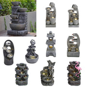 Solar Powered Garden Water Feature Outdoor Water Fountain Cascade with LED Light