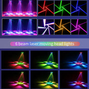 200W RGBW 6 Arms Rotate Laser Light DJ Stage Effect Party Club Gobo Disco Lights