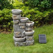 Garden Water Feature Outdoor Solar Powered LED Fountain 5-Tier Bowl Teamson