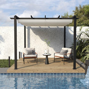 3 x 3 m Metal Pergola Gazebo Patio Sun Shelter Retractable Canopy Garden Shelter