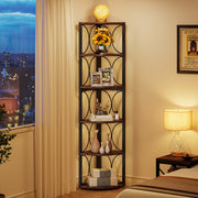 67-Inch Tall Corner Shelf 6-Tier Rustic Corner Bookshelf Bookcase for LivingRoom