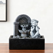 Feng Shui Water Feature Angel Indoor Tabletop LED Fountain Waterfall Home Decor