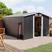 10x8FT Extra Large Garden Shed Metal Apex Roof Outdoor Storage With Door & Vent