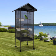 LARGE Bird Cage Rolling Metal Pet Parrot Lovebird Cage Aviary Extra StorageShelf