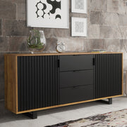 Sideboard TV Unit Cabinet Storage Modern Slatted Doors Drawers Sleek 140cm