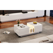 Led Coffee Table with 2 Drawer Storage, High Gloss Coffee Table for Living Room