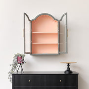 Arched Sage Green & Peach Wall Cabinet 79cm x 57cm