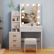 Dressing Table With Drawers Mirror Stool Set Makeup Desk Vanity Table Bedroom