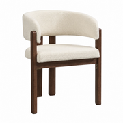 Set of 6 Dining Chairs !SALE! Cream Boucle Solid Wood Dark Wood Armchairs