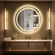 80cm Round LED Dimmable Bathroom Mirror Make Up Light Up Touch Sensor Wall Mount