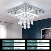 30CM Modern LED Crystal Ceiling Light Square Minimalist Lamp Living Room Bedroom