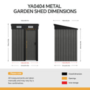 4.3 x 4.3ft Garden Storage Shed with Sliding Door Outdoor Patio Grey Wood Grain