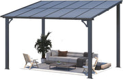 Lean-To Hardtop Gazebo 2.4x3.65m Aluminium Frame, Weatherproof Pergola