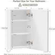 LED Bathroom Mirror Cabinet with Shaver Socket Demister Sensor Lights 70x50cm