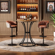 Round Bar Table 95cm High Top Cocktail Pub Table w/ Curved Metal Base for Bistro