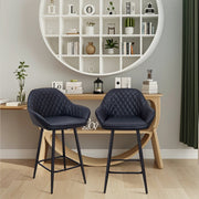 Set of 2 Bar Stools PU Leather Seat Bar Chair for Home Breakfast Kitchen Counter