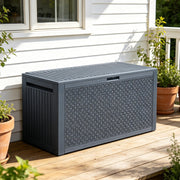 340L Grey Garden Storage Utility Cushion Box Shed Plastic Storage Container Box