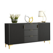 TV Unit Sideboard TV Stand Cabinet Cupboard Storage Unit Black Loft Retro 140cm