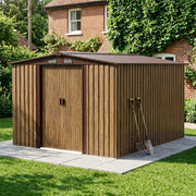10X8FT Metal Garden Storage Shed Waterproof Shed w/ Sliding Door Free Foundation