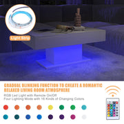 LED Coffee Table High Gloss Rectangle Center Table Modern Living Room Furniture