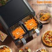 Air Fryer 9L Dual Basket 8 Program for Oil Free & Low Fat Healthy Cooking 2400W
