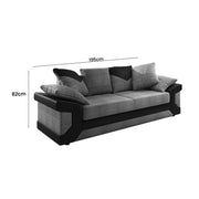 Corner Sofa Dino Jumbo Cord Suite 3 Seater 2 Seater Couch & Footstool Grey/Black