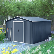 12X10FT Metal Steel Garden Shed Apex Roof W/ Barn Tool Storage House Ventilation