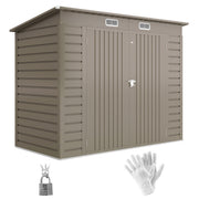 8 x 4FT Metal Garden Storage Shed with Double Doors, Light Grey