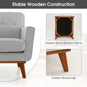 Modern Accent Chair Upholstered Linen Fabric Armchair w/ Cushion
