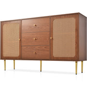 Large 150 cm Modern Rattan Sideboard 2 Door 3 Drawer Metal Legs for Living Room