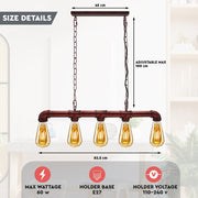 Industrial Pipe Chandelier 5 Way Pendant Ceiling Light Kitchen Dining Island E27