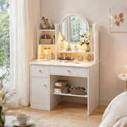 Dressing Table With LED Lights Vanity Makeup Desk Wooden Bedroom Furniture Desk