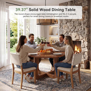 39.4'' Round Solid Wood Dining Table Modern Kitchen Dinner Table for 2-4 People