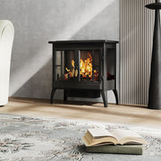 Black 2000W Electric Fireplace Fire Flame Effect Heater Log Burner Stove Standin