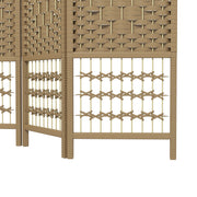 6 Panel Room Divider Folding Privacy Screen with Pine Wood Frame Refurbished