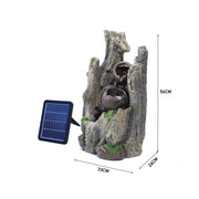Solar Walnut Log Fountain Outdoor Water Feature Waterfall LED Light Garden Decor