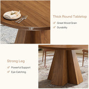 46.46-Inch Round Dining Table Modern Wooden Circle Kitchen Table for 2-4 People