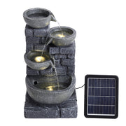 Solar Powered Garden Water Feature Outdoor Water Fountain Cascade with LED Light