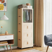 Large Foldable Wardrobe Storage Cabinet with Wheels Modular Plastic Closet