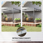4 x 3m Metal Pergola Gazebo Patio Sun Shelter Retractable Canopy Grey