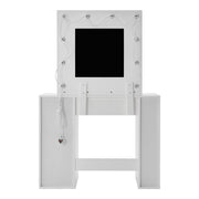 White Dressing Vanity Table Wood Makeup Desk with LED Lights Mirror 6 Drawers